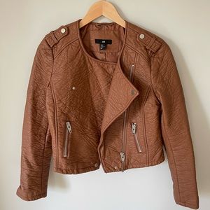 H&M brown faux leather jacket.